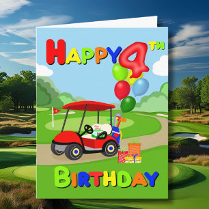 Happy 4th Birthday Red Boys Golf Card