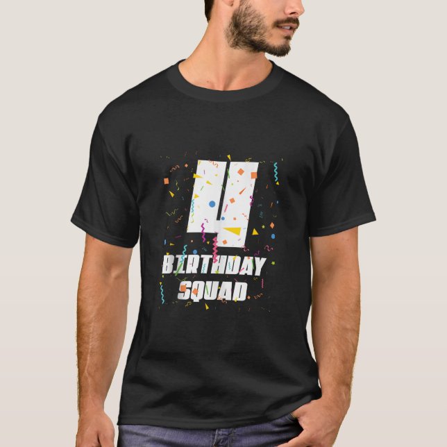 Happy 4th Birthday Squad Happy 4 Year Old Birthday T-Shirt (Front)