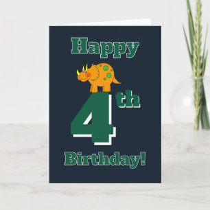 Happy 4th Birthday Triceratops Dinosaur Cute Card