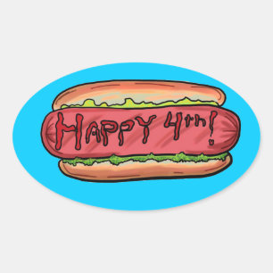 Happy 4th hotdog sticker