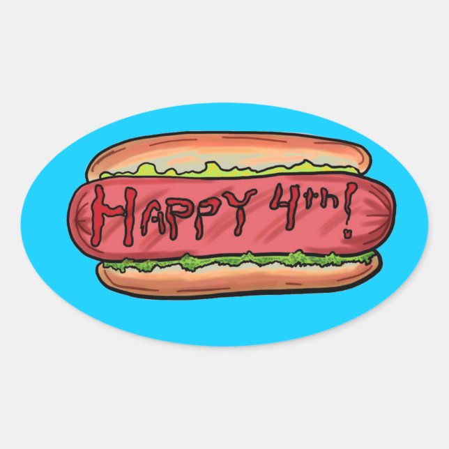 Happy 4th hotdog sticker (Front)