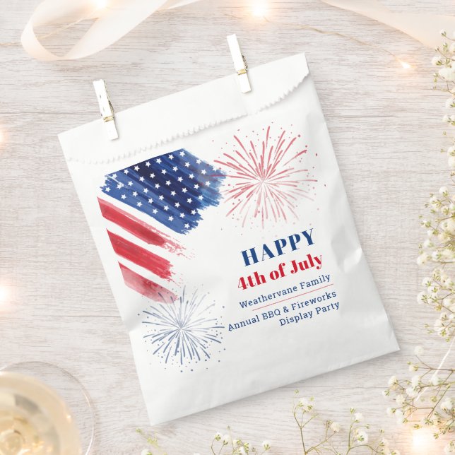 Happy 4th July Holiday USA Family Reunion Party Favour Bag (Clipped)