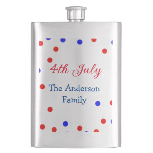Happy 4th July independence day add family name te Hip Flask
