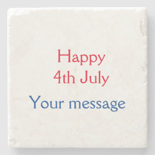 Happy 4th July independence day add name text Stone Coaster