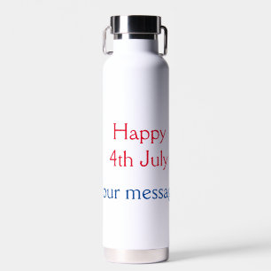 Happy 4th July independence day add name text Water Bottle