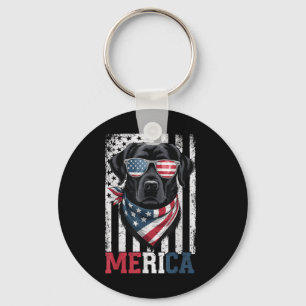 Happy 4th July Labrador Retriever Usa Flag Merica Key Ring