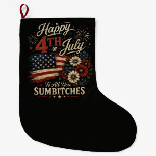 Happy 4th July Large Christmas Stocking