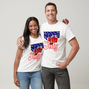 Happy 4th July Typography T-Shirt