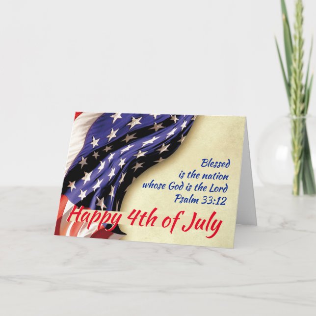 HAPPY 4TH JULY USA Patriotic Scripture Customised Card (Front)