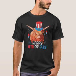 Happy 4th Of July 2022 Highland Cow Patriotic Usa T-Shirt