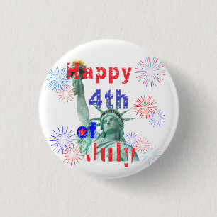 Happy 4th of July 3 Cm Round Badge