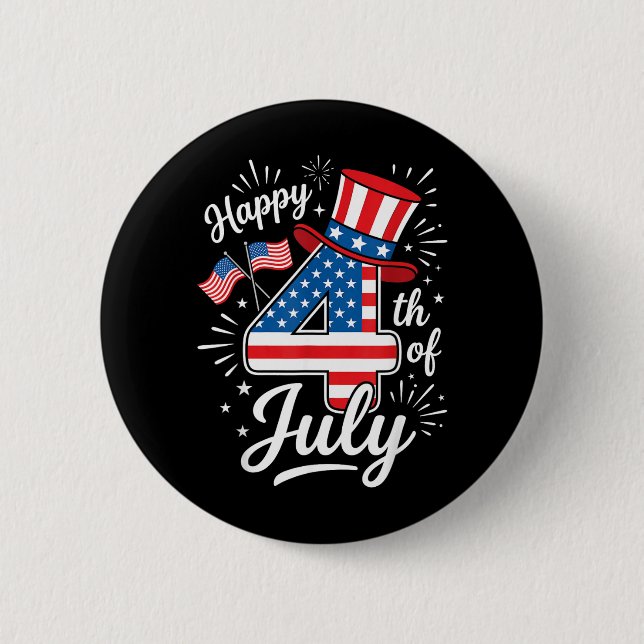 Happy 4th of July 6 Cm Round Badge (Front)
