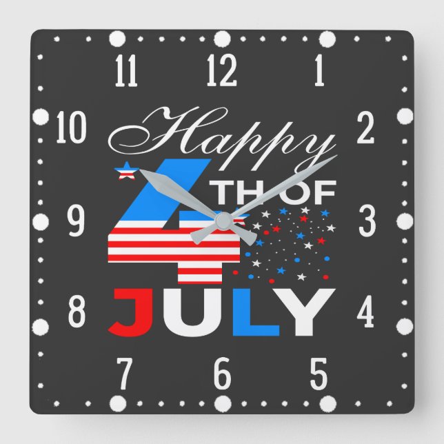 Happy 4th Of July-97958 Square Wall Clock (Front)