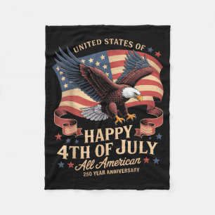 Happy 4th Of July Aamerican Flag Fleece Blanket