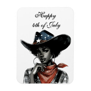 Happy 4th of July African American Cowgirl Magnet