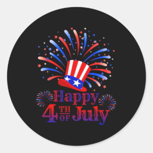 Happy 4th Of July America Celebrating Freedom Classic Round Sticker