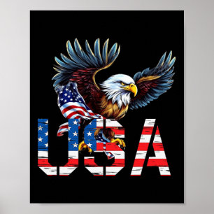 Happy 4th Of July America Flag Patriotic Eagle Usa Poster