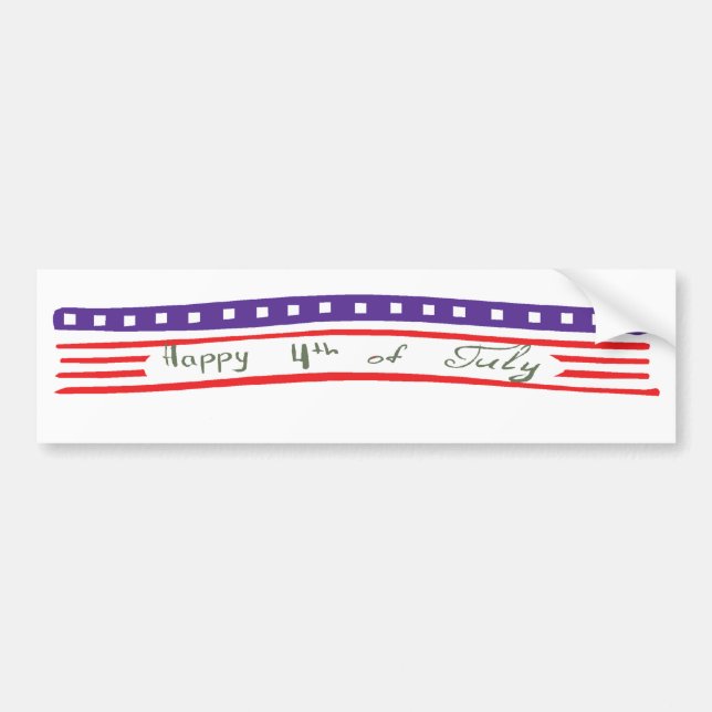 Happy 4th of July American Flag Bumper Sticker (Front)