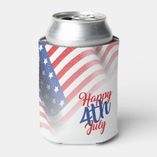 Happy 4th of July American Flag  Can Cooler