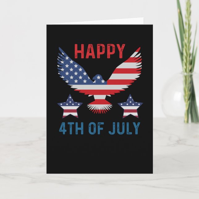 Happy 4th of July American Flag Card (Front)