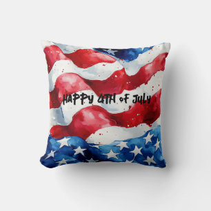 Happy 4th of July American Flag Cushion