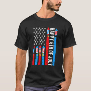 Happy 4th Of July American Flag Fireworks Patrioti T-Shirt