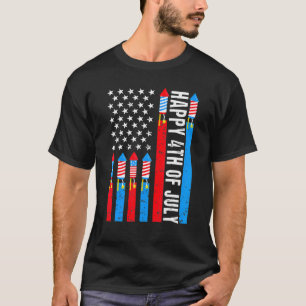 Happy 4th Of July American Flag Fireworks Patrioti T-Shirt