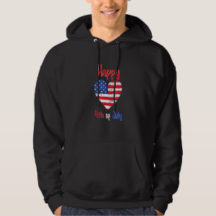 Happy 4th Of July American Flag Heart Hoodie