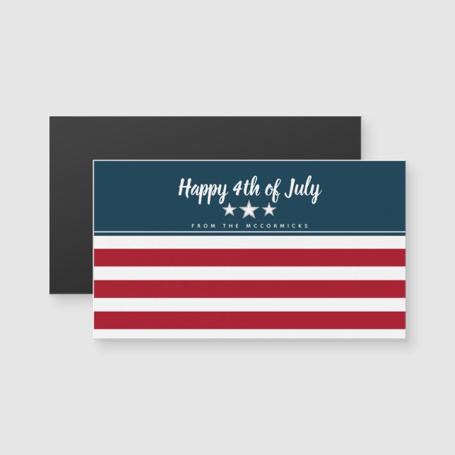 Happy 4th of July American Flag Patriotic Name (Front/Back)