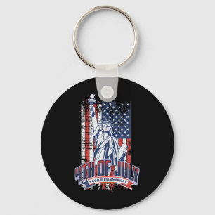 Happy 4th Of July American Flag Patriotic Us Women Key Ring
