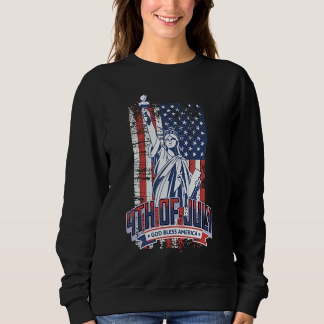 Happy 4th Of July American Flag Patriotic US Women Sweatshirt (Front)