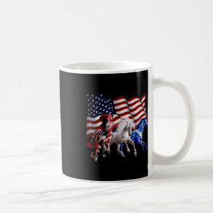 Happy 4th Of July American Flag Red White Horse An Coffee Mug