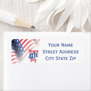 Happy 4th of July American Flag Return Address Label