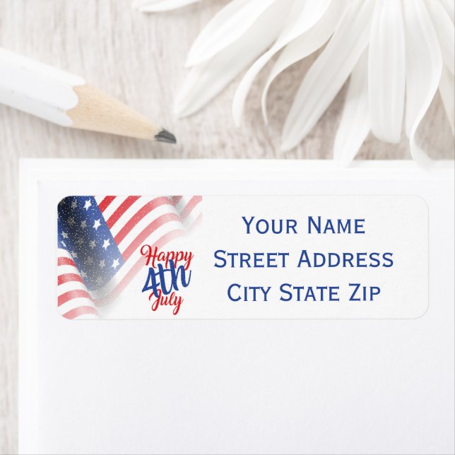 Happy 4th of July American Flag Return Address Label (Insitu)