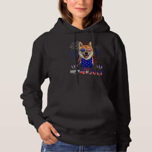 Happy 4th Of July American Flag Shiba Inu Dog Sung Hoodie