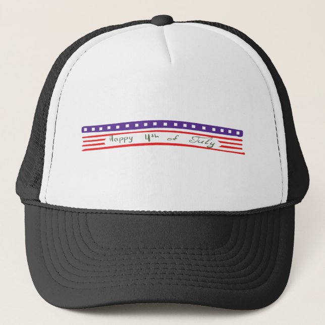 Happy 4th of July American Flag Trucker Hat (Front)