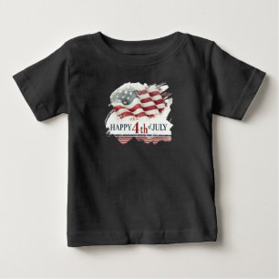 Happy 4th of July - American Flag Vintage Design Baby T-Shirt