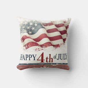 Happy 4th of July - American Flag Vintage Design Cushion