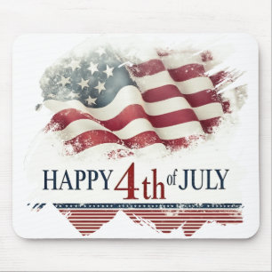 Happy 4th of July - American Flag Vintage Design Mouse Pad
