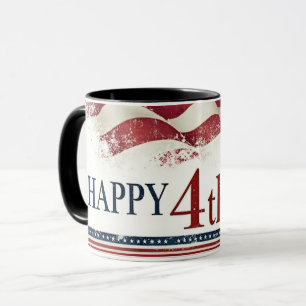 Happy 4th of July - American Flag Vintage Design Mug