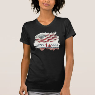 Happy 4th of July - American Flag Vintage Design T-Shirt