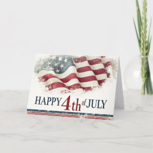 Happy 4th of July - American Flag Vintage Design Thank You Card