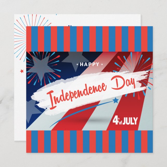 Happy 4th of July American USA Flag Personalise Invitation (Front/Back)