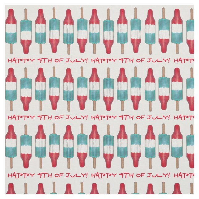 Happy 4th of July Americana Rocket Pop Popsicles Fabric (Swatch)