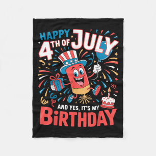 Happy 4th of July And Its My Birthday Boys Girls Fleece Blanket