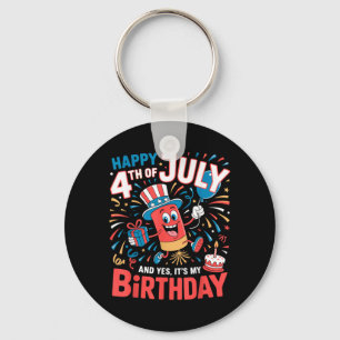 Happy 4th of July And Its My Birthday Boys Girls Key Ring