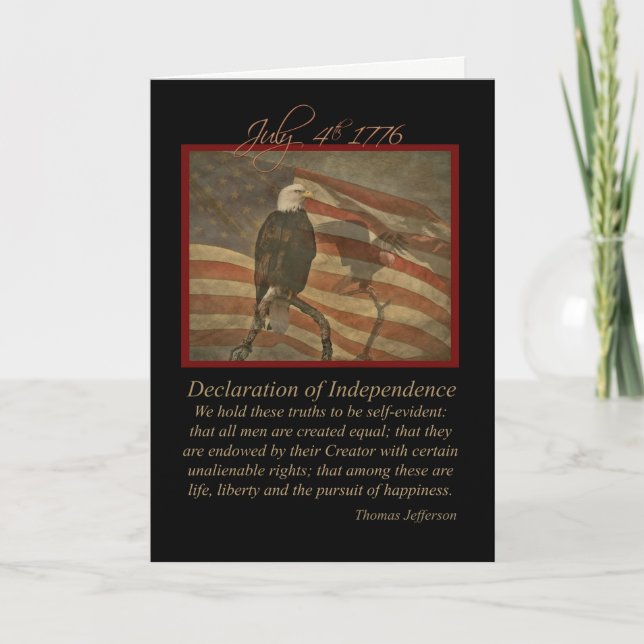 Happy 4th of July Bald Eagle and Flag Distressed Card (Front)