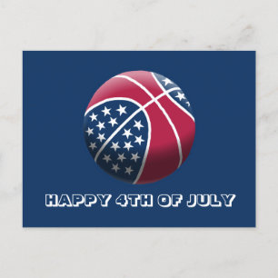 Happy 4th of July Basketball Holiday Postcard