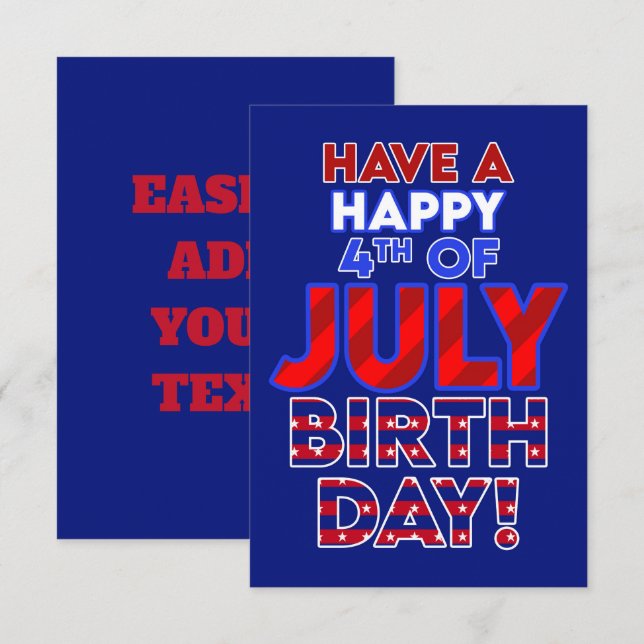 Happy 4th of July Birthday  (Front/Back)