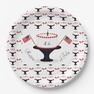 Happy 4th of July Birthday Cake Paper Plates